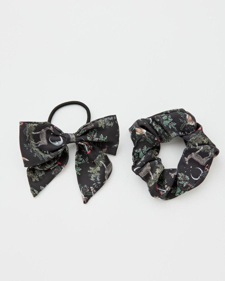 Tilbehor Fable England | A Night'S Tale Scrunchie & Bow Black