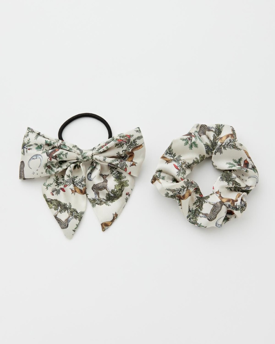 Tilbehor Fable England | A Night'S Tale Scrunchie & Bow Crystal Grey