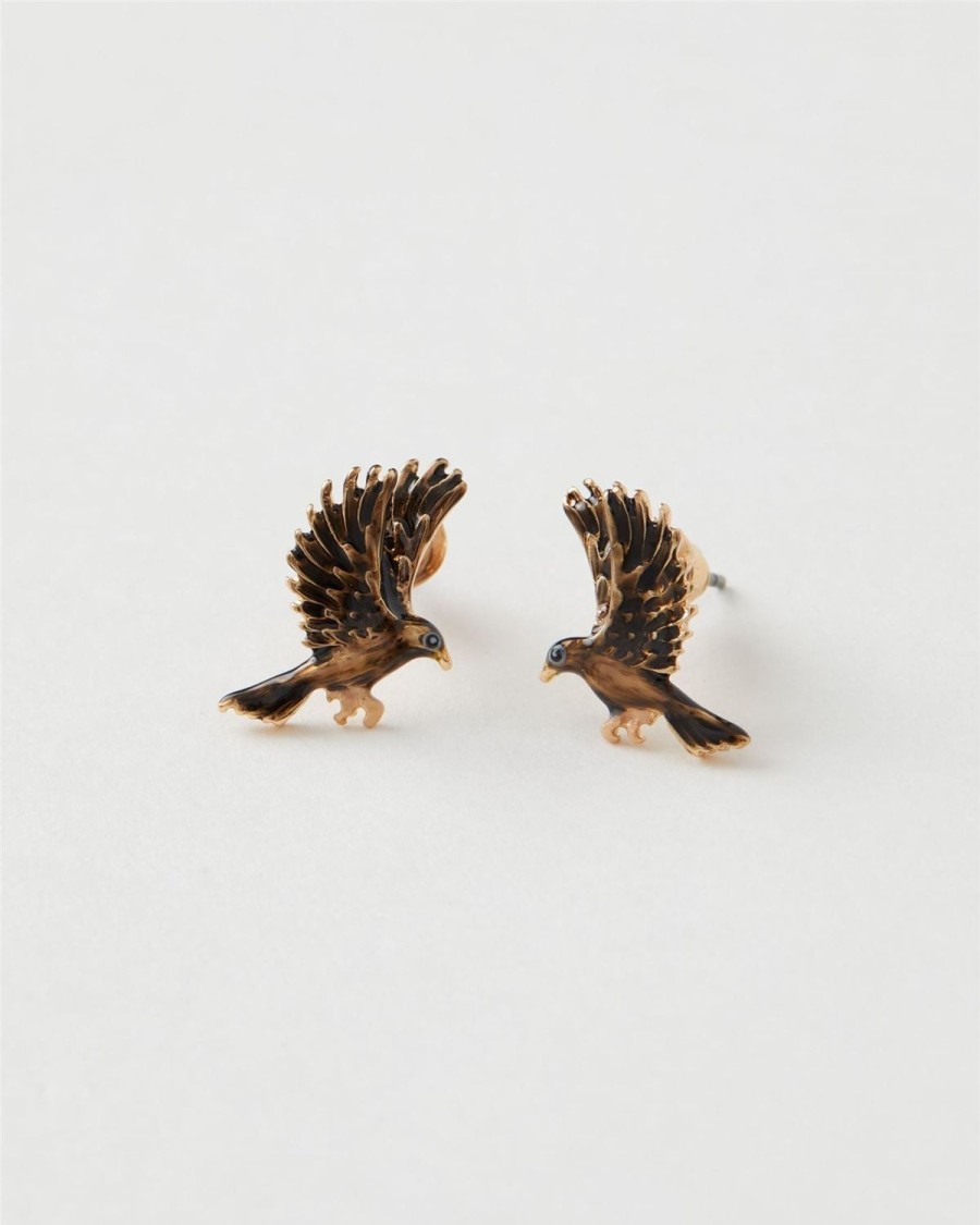 Smykker Fable England | Emalje Sorte Bird Stud Oreringe