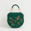 Handtasker Fable England | Robin Love Broderet Sadeltaske Fern Green Velvet