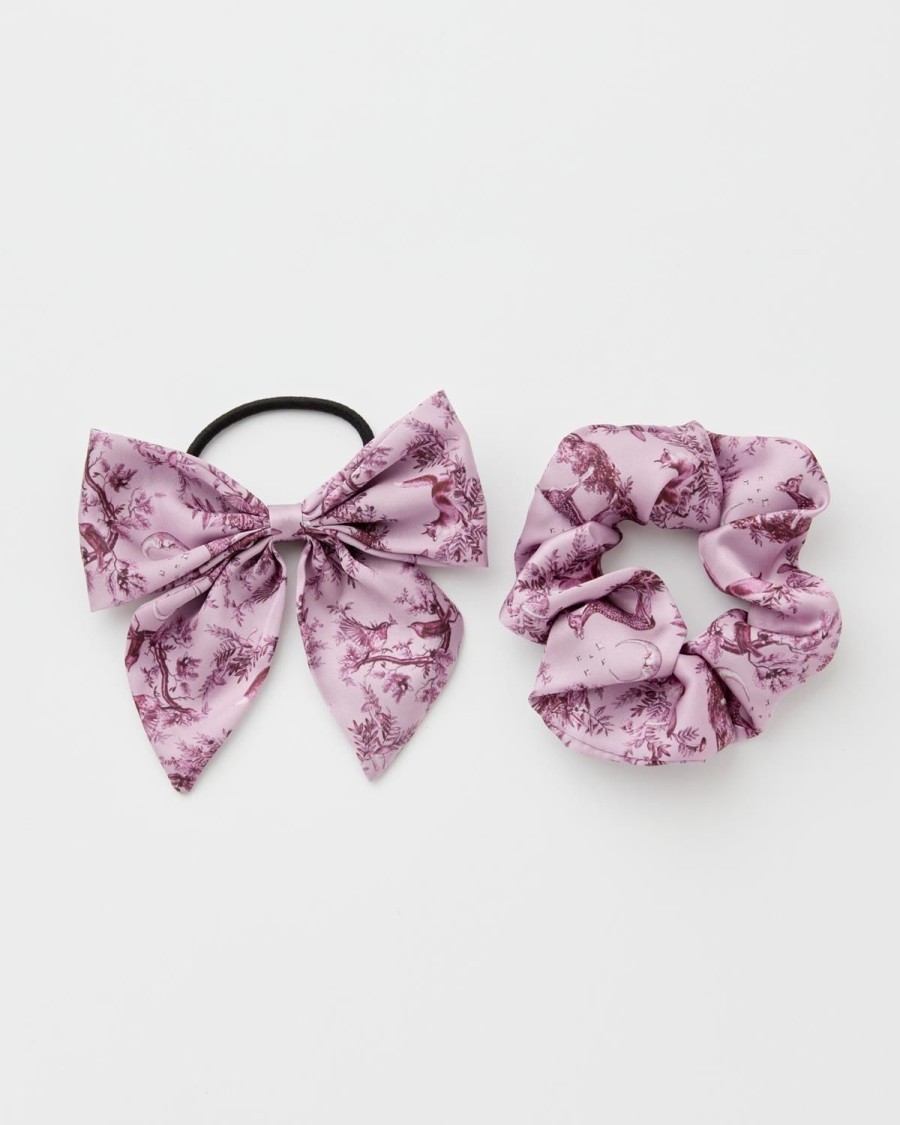 Tilbehor Fable England | A Night'S Tale Scrunchie & Bow Dusky Rose