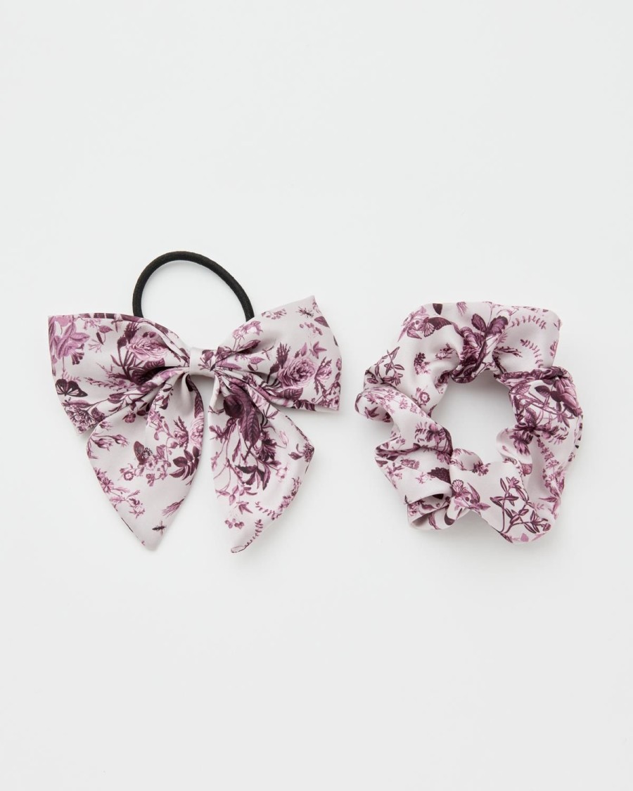 Tilbehor Fable England | Vandrende Rose Scrunchie & Slojfesaet Burgundy