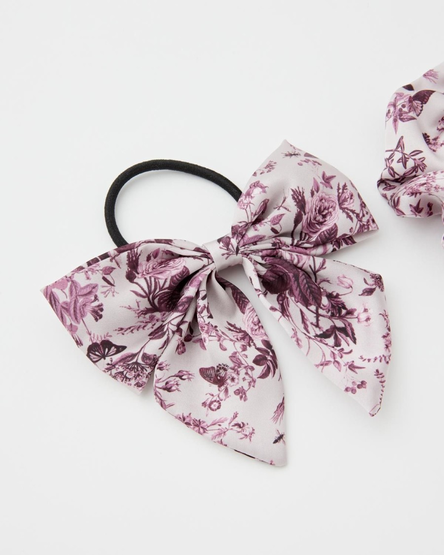 Tilbehor Fable England | Vandrende Rose Scrunchie & Slojfesaet Burgundy